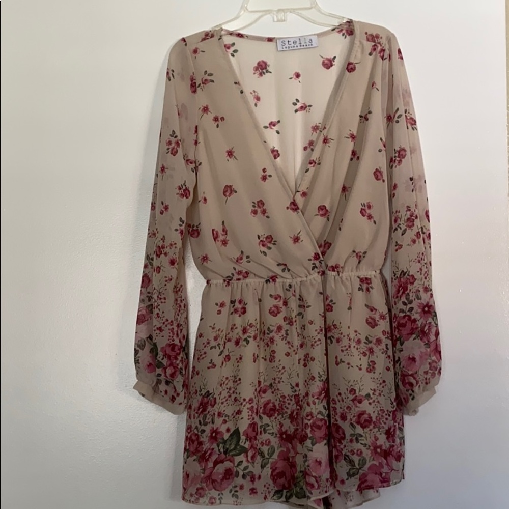 Tan floral romper